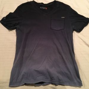 G By Guess Black Faded Design Mens V Neck Shirt